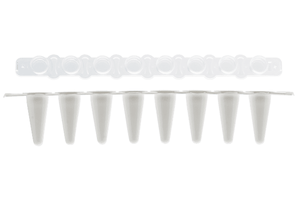 PCR strip 0.1mL 8-strip tubes, Optical flat cap, Wit