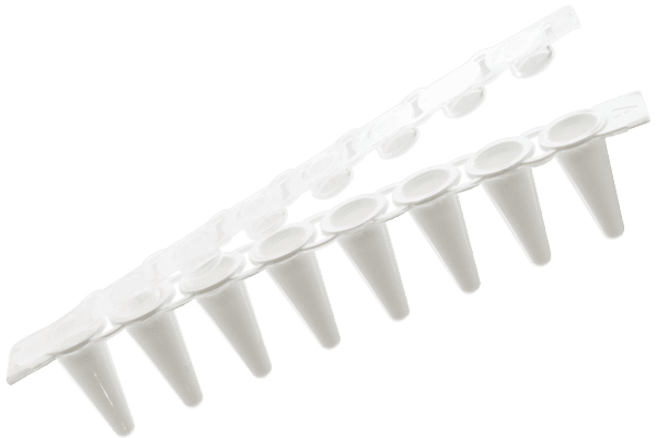 PCR strip 0.1mL 8-strip tubes, Optical flat cap, Wit - Image 2