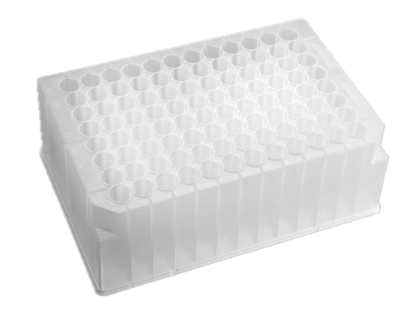 Deepwell platen, 2,0mL, 96 Ronde wells, U-Bodem, Verhoogde Skirt