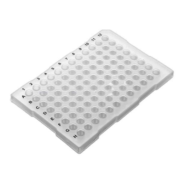 0.1mL PCR Plaat, 96-wells, Semi-Skirt, Witte Tube + Clear Frame