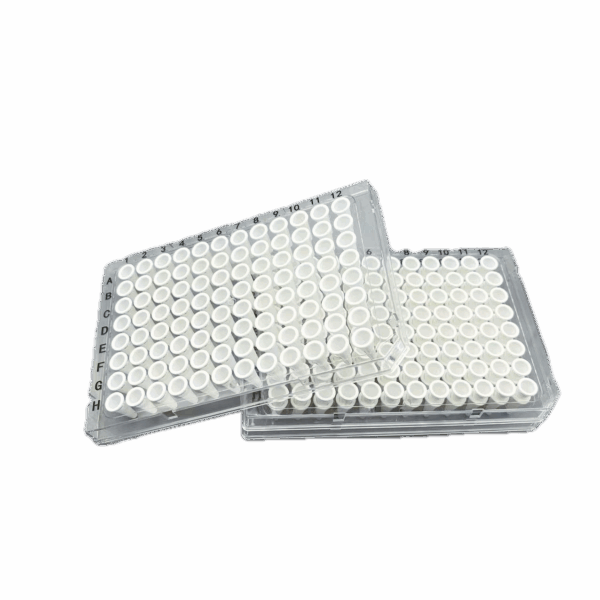 0.2mL PCR Plaat, 96-wells, Full-Skirt, Witte Tube + Clear Frame (Zwarte Markering)