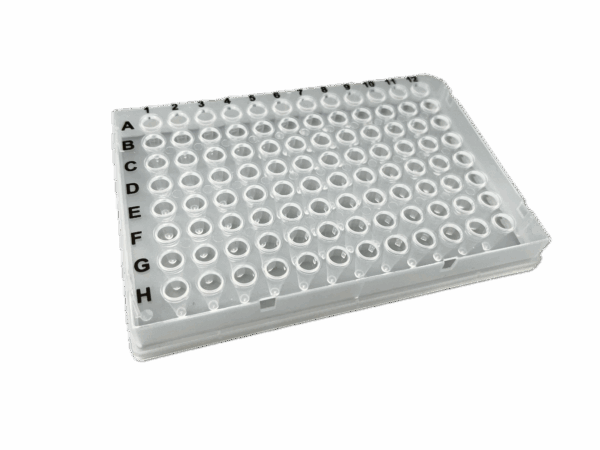 0.2mL PCR Plaat, 96-wells, Full-Skirt, Clear Tube + Clear Frame (Zwarte Markering)