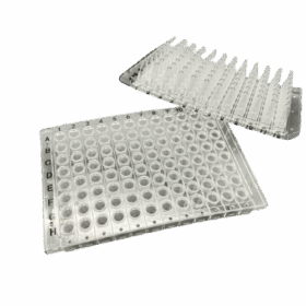 0.1mL PCR Plaat, 96-wells, Semi-Skirt, Clear Tube + Clear Frame (Scheurbaar)